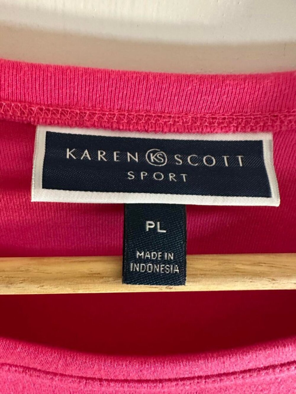 Karen Scott Sport Pink Striped 3/4 Sleeve Knit Top - Size PL - Picture 3 of 9